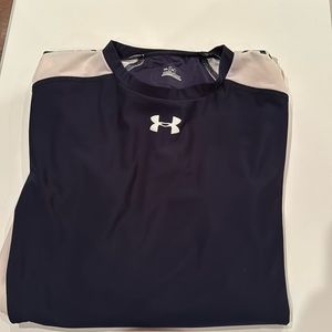 Men's under armour compression shirt XXL. Navy blue with white stripe